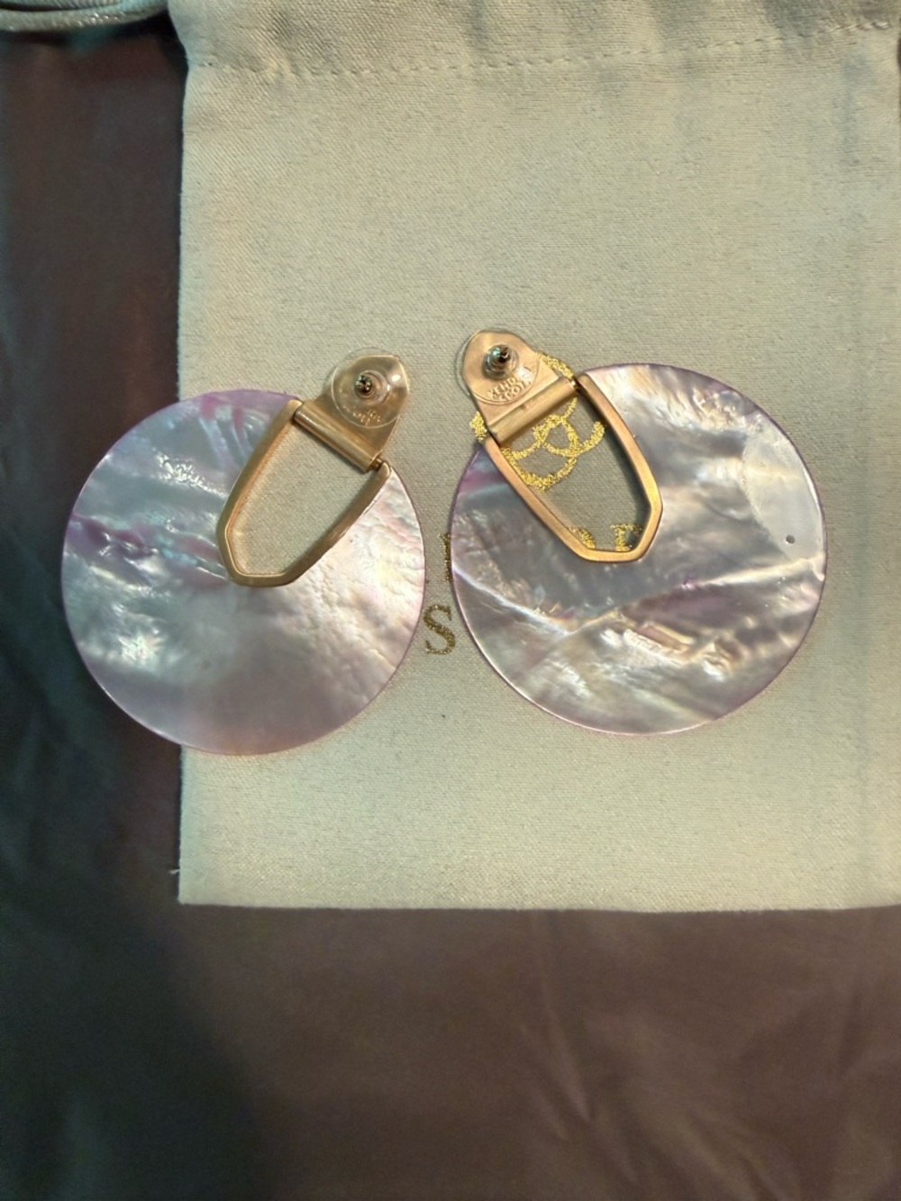 Kendra Scott Diane Pink Lilac Mother-of-Pearl Rose Gold Drop Earrings w/Dustbag - Picture 5 of 6